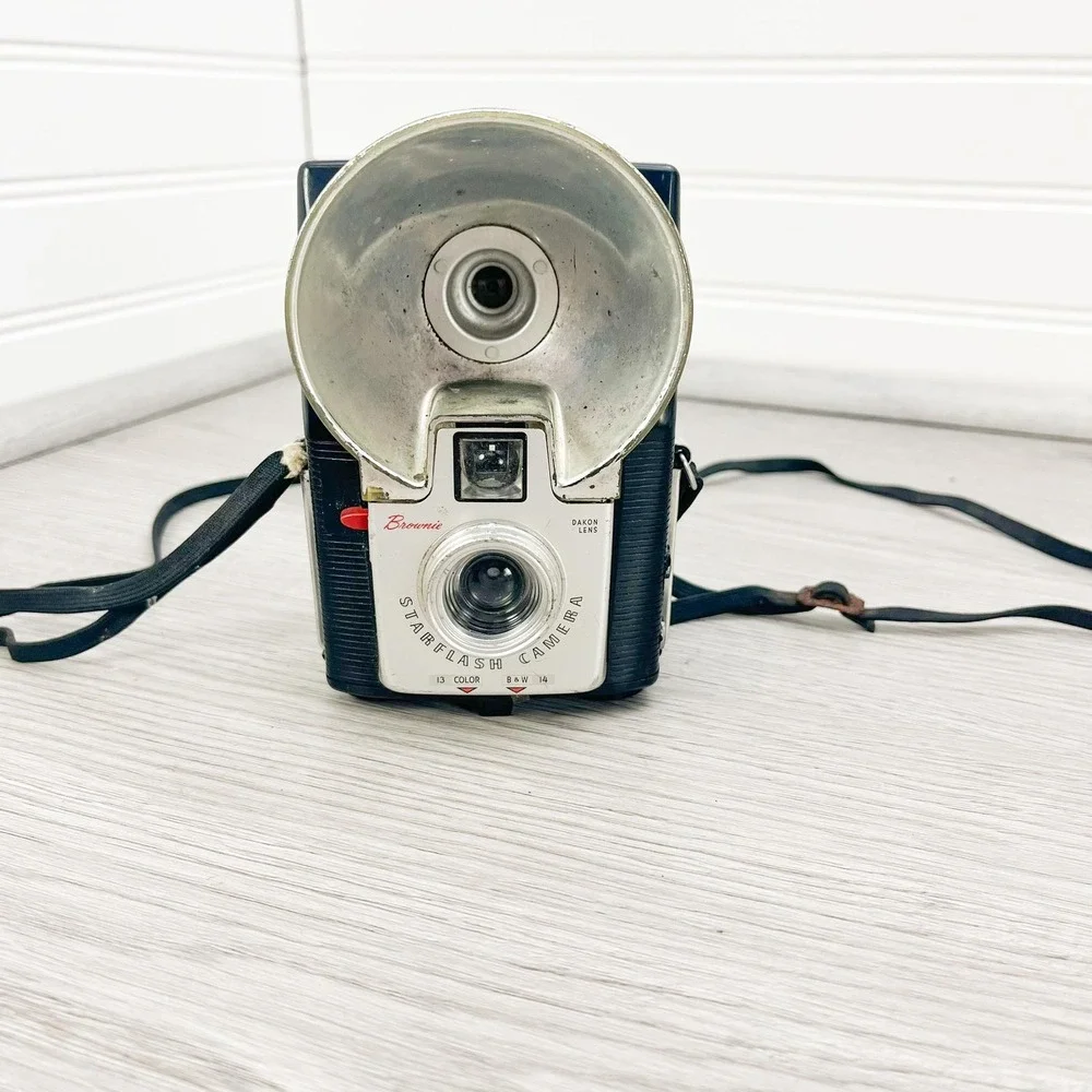 Retro Camera Shelf Decor - Kodak Brownie Starflash Camera Made in USA